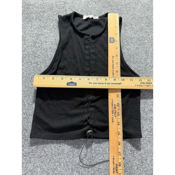 Joah Brown Ribbed Black Tank Top Corded Front size S/M - Picture 5 of 5